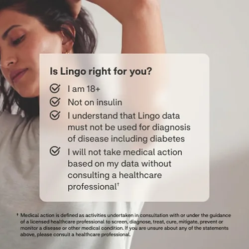 Miniatura 4 de Lingo Monitor Continuo de Glucosa (CGM) y Aplicación. Fabricado por Abbott. Conozca el impacto de lo que come. 1 biosensor Lingo dura hasta 14