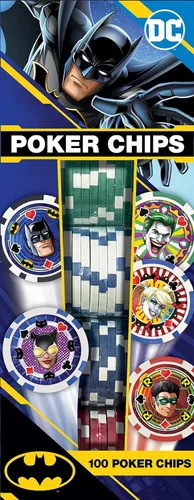 Masterpieces Batman - Juego de fichas de póquer – 100 piezas estilo casino coleccionable con bandeja, licencia de DC Comics, unisex, a partir de 12