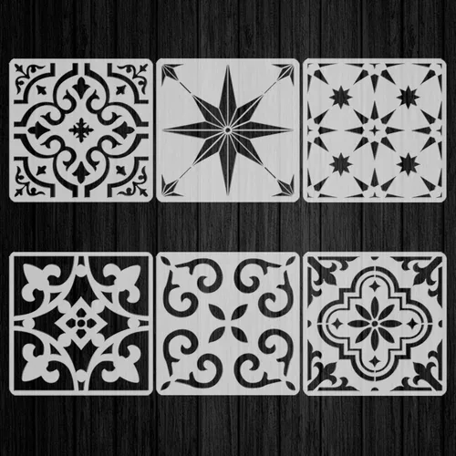 6 plantillas de baldosas para piso, plantillas de azulejos de 12 x 12 pulgadas, plantillas de piso para muebles, pared, jardín, patio, baño,