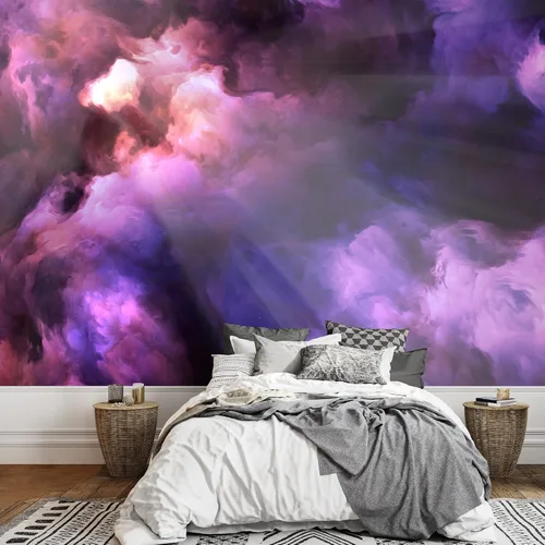 Miniatura 24 de wall26 - Surreal, nubes de tormenta que sombrean desde morados oscuros y rojos hasta naranjas y amarillos - Mural de pared extraíble Papel tapiz