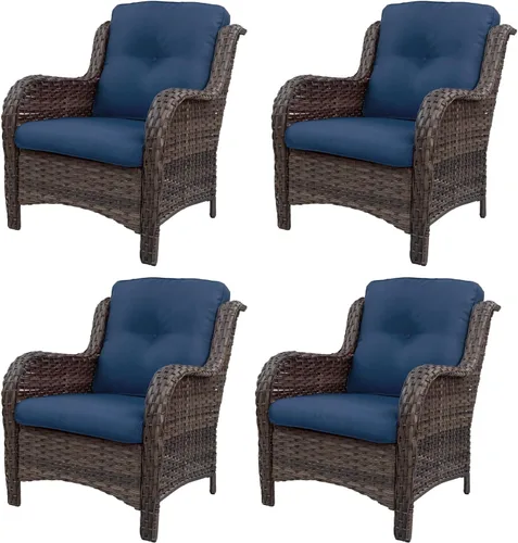 Miniatura 9 de Juego de 2 sillas de patio giratorias de 360 grados para exteriores y mesa auxiliar a juego – 3 sillas deslizantes de mimbre para patio con cojines