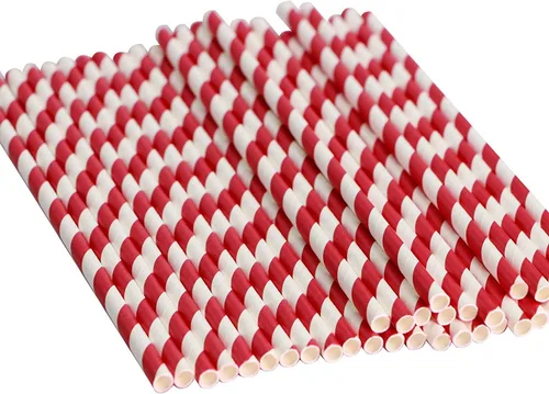 Miniatura 2 de Webake Pajitas de papel biodegradables a granel 200 pajitas de beber a rayas rojas, gran alternativa a pajitas desechables a pajitas de plástico