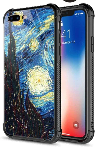 Miniatura 9 de Carcasa para iPhone 8 Plus, 9H de cristal templado para iPhone 7 Plus, para hombres y niños, diseño de patrón fresco a prueba de golpes, Bandera