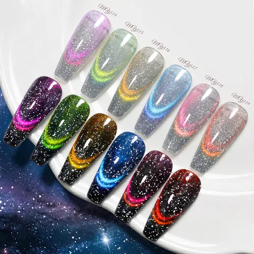 Miniatura 30 de Born Pretty - Esmalte de uñas en gel magnético Cat, set de esmalte de uñas de gel brillante retro magnético de 6 colores, kit de esmalte de uñas Oda