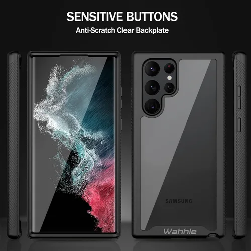Miniatura 5 de Funda compatible con Samsung Galaxy S22 Ultra, protector de pantalla integrado de cuerpo completo, a prueba de golpes, ajuste delgado, funda