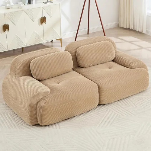 Miniatura 12 de Juego de sofás seccionales sin hueso de 117 pulgadas para sala de estar, modular en forma de L y sofá de 3 plazas con asiento profundo, almohadas