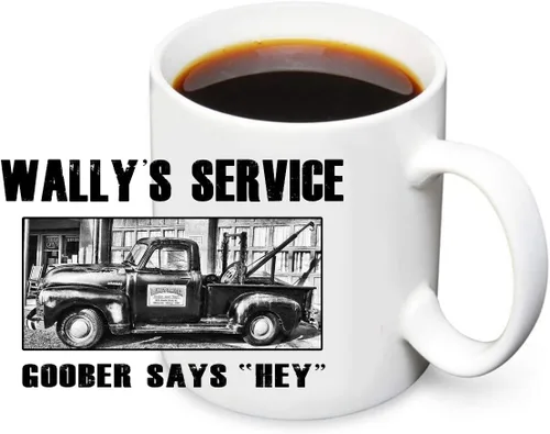 Miniatura 20 de Brotherhood Mayberry Mt Airy Sheriff Aunt Bea's Pickles Oregon Nueva Escocia Wally's Service Andy Griffith - Tazas de café de cerámica blanca de 11