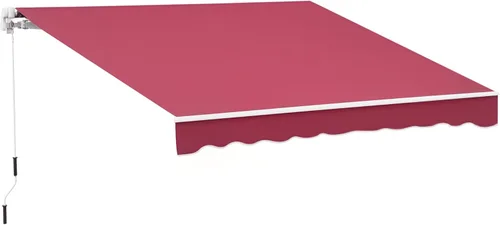 Miniatura 15 de Outsunny - Toldo retráctil de 10 x 8 pies, toldo para patio, toldo para sol con manivela manual, tela resistente a los rayos UV y al agua y Rayas