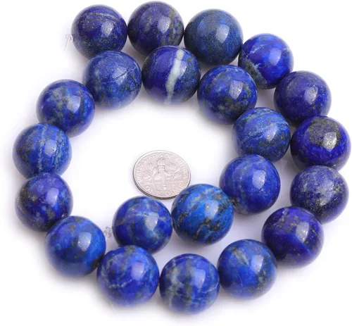 Miniatura 4 de GEM-Inside - Cuentas sueltas de lapislázuli de 0.709 in, cuentas sueltas de piedra energética de cristal para hacer joyas, 15 pulgadas Un