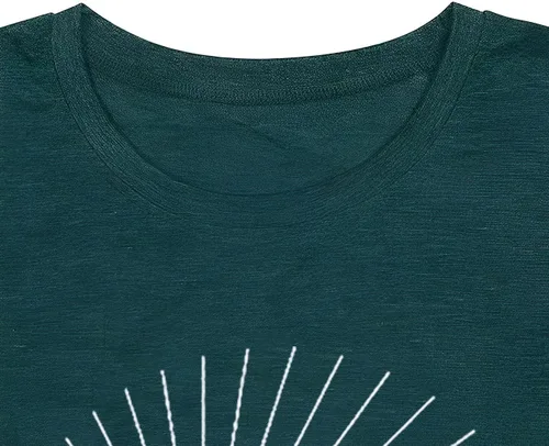 Miniatura 4 de Camiseta de senderismo para mujer, camiseta de montaña con estampado gráfico de naturaleza y amanecer, camiseta de verano de manga corta