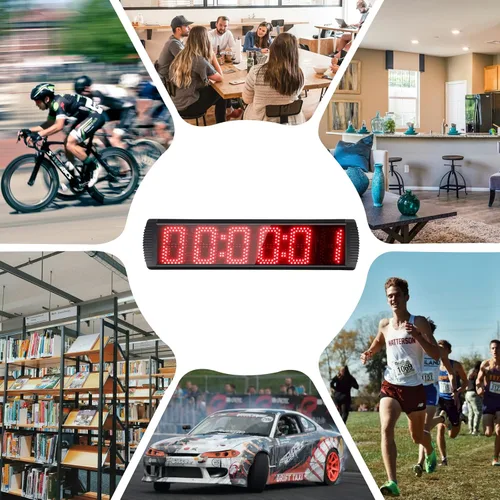 Miniatura 6 de Reloj de carreras LED portátil de 5 pulgadas de alto y 6 dígitos con trípode para eventos de carrera, temporizador digital de cuenta