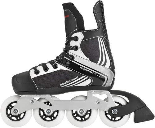 Miniatura 2 de Bladerunner by Rollerblade Dynamo Jr - Patines en línea de hockey ajustables, color negro y rojo, patines en línea