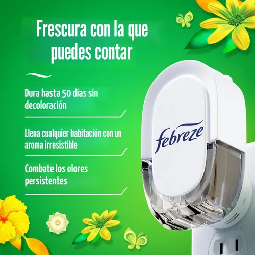 Miniatura 2 de Febreze Ambientador enchufable, repuesto de aceite perfumado que combate el olor, para el hogar, el baño y la cocina, de larga duración, gana brisa
