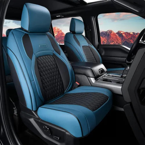 Miniatura 30 de Coverado Fundas de Asientos de Automóvil Juego Completo, Fundas de Asientos de Automóvil de Cuero Impermeables para Dodge RAM 1500 Compatible