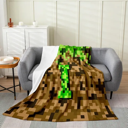 Miniatura 18 de Castle Fairy Manta pixelada de franela de la letra B, manta de forro polar estilo minero, para niños y niñas, niños y adultos, manta mullida