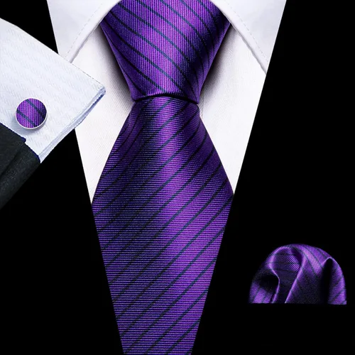 Miniatura 214 de Barry.Wang Juego de corbatas para hombre, corbata de seda a rayas, tejido a cuadros, gemelos formales, negocios, boda