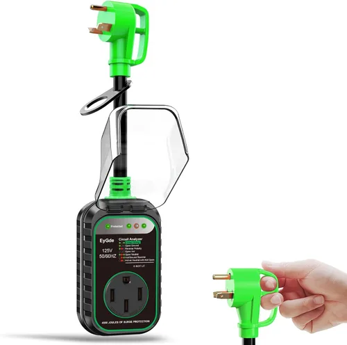 EyGde Adaptador RV de 30 amperios a 50 amperios con protector de sobretensiones, NEMA TT-30P macho a enchufe hembra 14-50R, analizador de circuitos