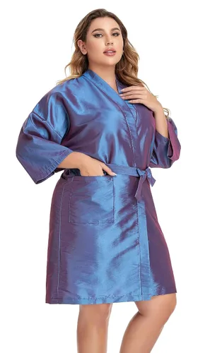 Miniatura 9 de PERFEHAIR Bata de peluquería para clientes, estilo kimono (azul)