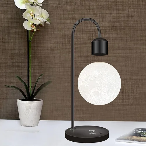 Miniatura 7 de Lámpara Levitante Moderna Única con Luz Flotante y Cargador Inalámbrico Qi Integrado, Diseño Innovador y Sencillo, Luz Nocturna Decorativa Cálida