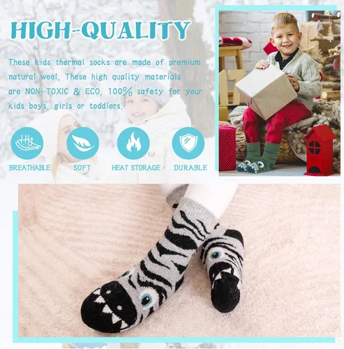 Miniatura 5 de Eocom 6 pares de calcetines de invierno cálidos de lana para niños y niñas