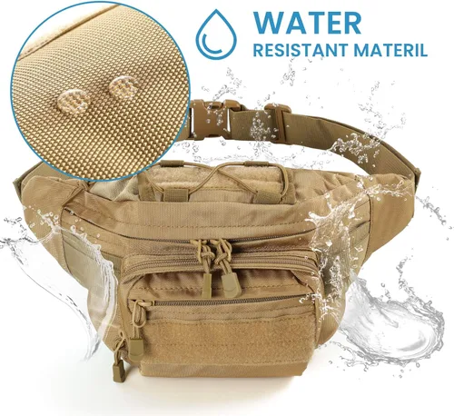 Miniatura 4 de FRTKK - Riñonera táctica militar con parche de bandera de EE. UU., bolsa de cintura de utilidad con correa ajustable para actividades al aire libre