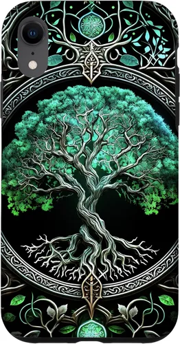 Miniatura 24 de Funda para iPhone 11 Pro Max Tree Of Life Yoga espiritual celta vikinga, verde y negro