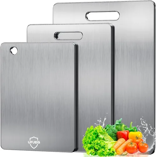 Tabla de cortar de titanio, 3 tablas de cortar de titanio para cocina, no tóxica, tabla de cortar de doble cara de grado alimenticio para acampar al
