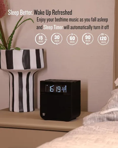 Miniatura 4 de Soundfreaq Sound Rise II, SFQ-16: Radio despertador de cabecera y bocina Bluetooth, con pantalla grande, radio FM, carga USB rápida y sonido