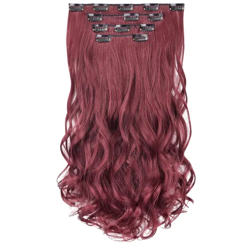 Miniatura 35 de SYXLCYGG Extensiones de cabello negro lacio, 4 piezas, extensiones de cabello con clip de 22 pulgadas, 5.5 onzas, pieza de cabello sintético
