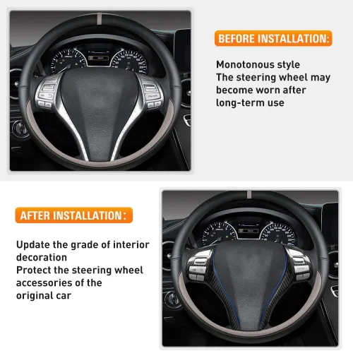 Miniatura 5 de Tira de tapicería interior estilo fibra de carbono para volante Nissan Altima 2013 2014 2015 2016 2017 2018, ABS