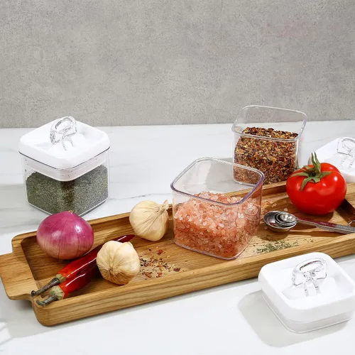 Miniatura 5 de Felli Flip Tite Contenedor de almacenamiento con tapa de 4 pulgadas, cuadrada y rectangular, tarro de acrílico transparente con sello de anillo