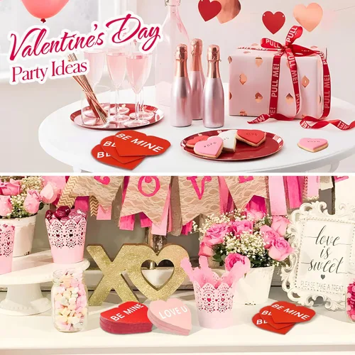 Miniatura 7 de 180 servilletas para el día de San Valentín, en forma de corazón, corazón rojo, desechables para cenas, almuerzos, bebidas, suministros de fiesta