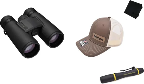 Kit de prismáticos Nikon Monarch M5 | Prismáticos 8x42 con sombrero marrón, Lens Pen y microfibra Gritr | Ópticas impermeables y antiniebla de alta