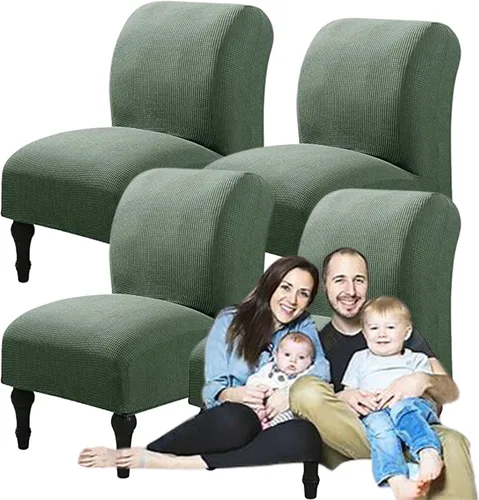 Miniatura 59 de Fundas elásticas para silla sin brazos, extraíbles y lavables, de elastano jacquard sin reposabrazos, protector de muebles para sala de estar, Verde