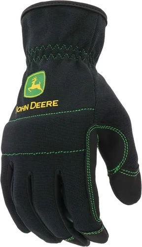 Miniatura 3 de John Deere JD86021-XL - Palma de cuero sintético para hombre, alta destreza, resistente a la abrasión, nudillos acolchados, negro, XL