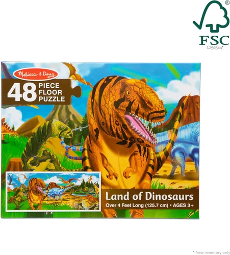 Miniatura 6 de Melissa & Doug Land of Dinosaurs - Rompecabezas, diseño de dinosaurios, (48 piezas, 4 pies de largo)