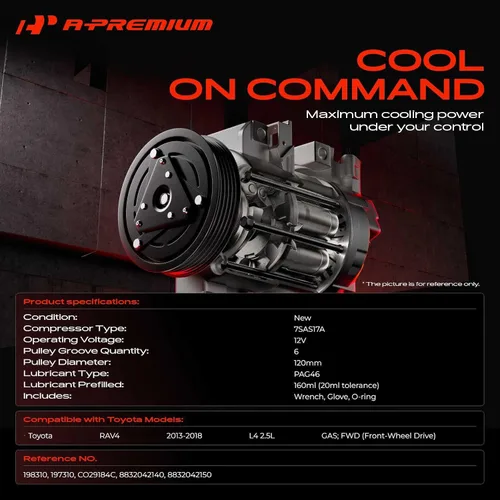 Miniatura 2 de A-Premium Compresor de aire acondicionado con embrague compatible con Toyota RAV4 2.5L 2013-2018, FWD, GAS