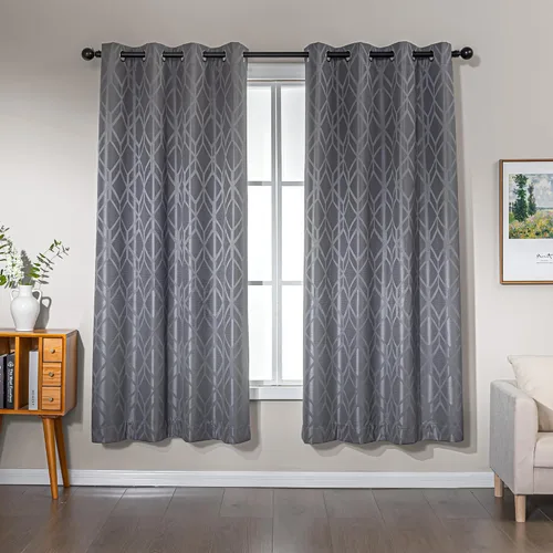 Miniatura 21 de Amazon Basics Cortinas Jacquard 100% opacas de 2 piezas, cortinas para sala de estar y dormitorio, tratamiento de ventana con aislamiento térmico