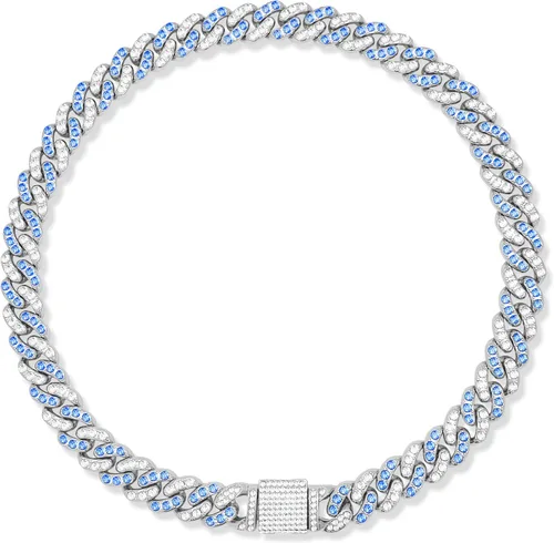 Miniatura 8 de Collar de Perro con Diamantes Plateados - Cadena de Metal Estilo Cubano con Hebilla Segura, Collar de Lujo Duradero para Perros