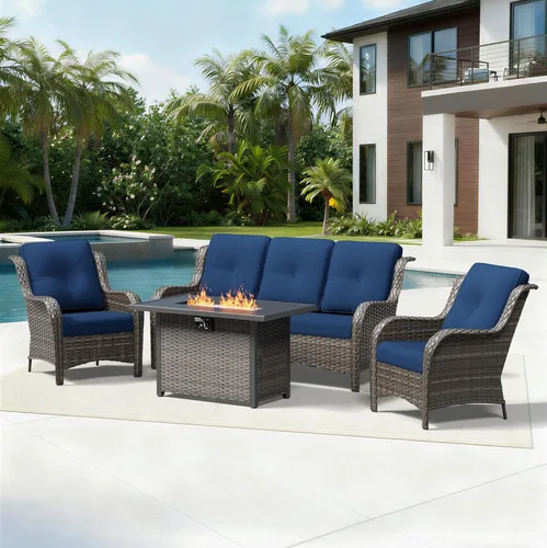 Miniatura 156 de Joyside Juego de sillas de mimbre para patio, juego de 3 piezas de mimbre para exteriores con 2 sillas reposabrazos y 1 mesa auxiliar para terraza