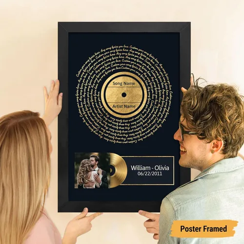 Miniatura 4 de VICILO Póster Enmarcado con Letras de Canción Personalizadas, Regalo para Padres, Acordes de Canción Perfectos, Pareja, 50° Aniversario de Boda