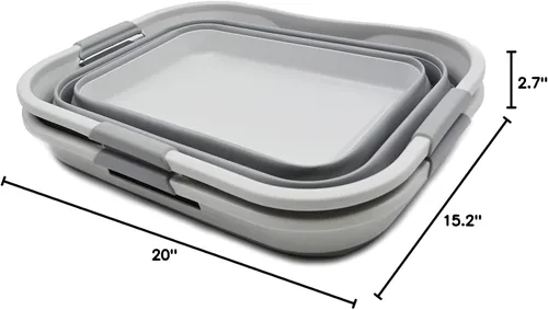 Miniatura 10 de SAMMART Juego de 2-30L (8 galones) Cesta de lavandería de plástico plegable - Contenedor/organizador plegable - Tina de lavado portátil, capacidad
