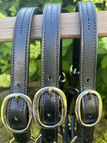 Miniatura 9 de Leaders - Cabestro de cuero para caballos con placa de nombre grabada personalizada, cabestro para caballo, negro/plateado