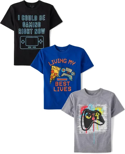 Miniatura 89 de The Children's Place Paquete de 3 camisetas gráficas de manga corta para niños