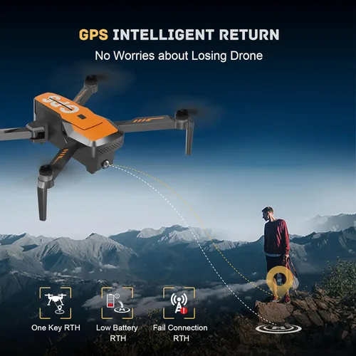 Miniatura 4 de Drones con cámara para adultos 4K - Drone GPS con retorno automático, motor sin escobillas, mini cuadricóptero RC plegable para niños principiantes