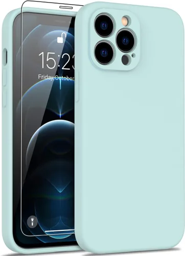 Miniatura 35 de DEENAKIN Funda de silicona compatible con iPhone 12 con protector de pantalla, mejora la protección de la cámara, funda protectora suave y flexible