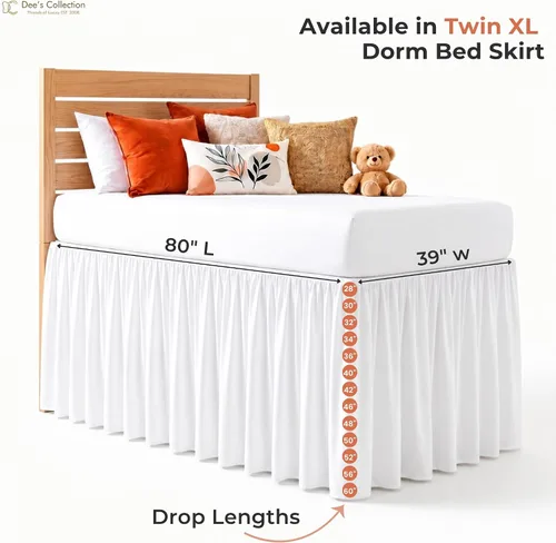 Miniatura 6 de Twin XL 28" Drop Extra Long BedSkirt, Premium Brushed Microfiber Tailored Drop, Put On Elastic Wrap Around Long Dust Ruffle, Split Corner, Bedroom