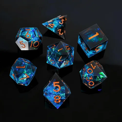 Miniatura 21 de DND - Juego de dados de borde afilado, 7 piezas de dados poliédricos DND con exquisito embalaje de caja de hoja, ideal para juegos de rol
