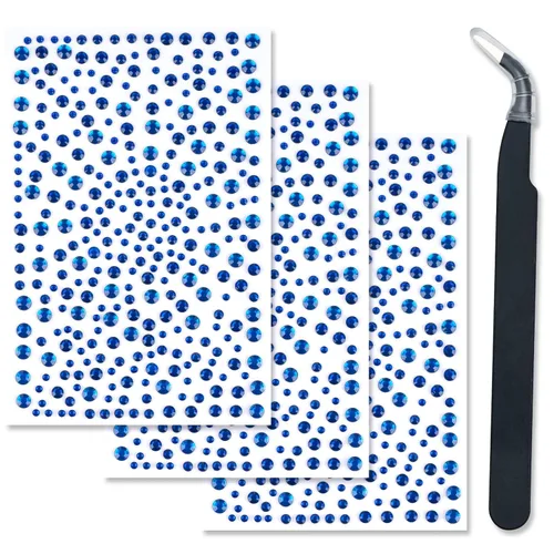 Miniatura 9 de 3 hojas de gemas de diamantes de imitación autoadhesivos para la cara, maquillaje, uñas, manualidades (negro)