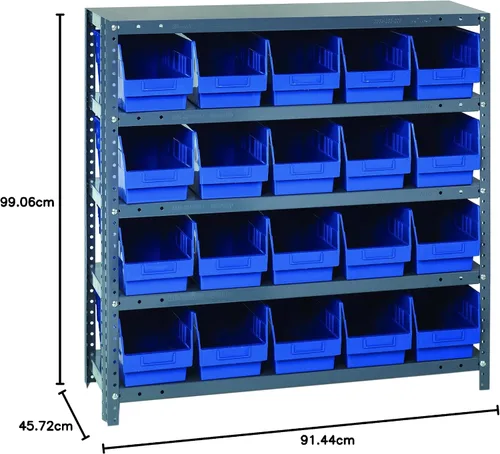 Miniatura 111 de Quantum QSBU-245BK Heavy Duty Shelving Unit with (7) Shelves and (24) QUS245 Black Bins for Garage Warehouse Storage Distribution 400 lb Load